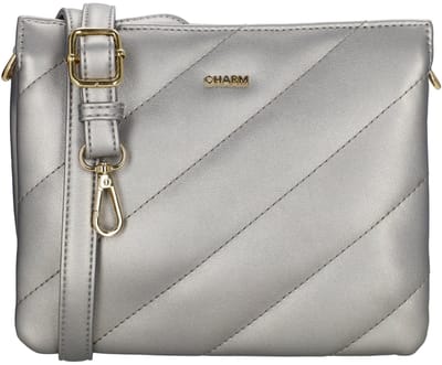 Charm London Via Dante Schoudertas - Crossbody - Schouderband - Praktisch - Vakken - Donkerzilver