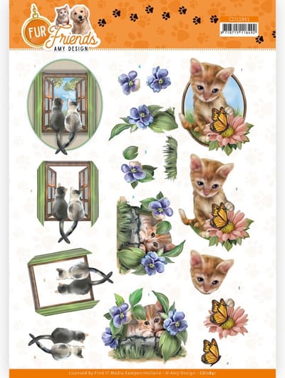3D Cutting Sheet - Amy Design - Fur Friends - Cats at the Window 1 stuk