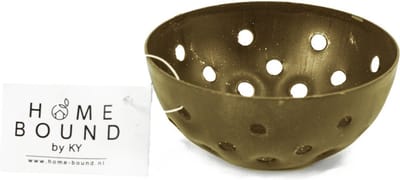 HomeBound by KY | Waxinehouder cirkels goud | 7,5x3,5x7,5cm | leuk voor amberblokjes | waxinehouder