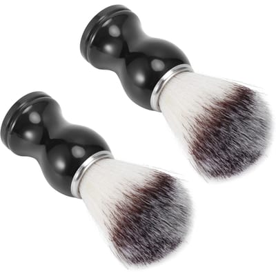 2 STKS Mannen Draagbare Synthetische Nylon Baardborstel Salon Gezichtsreiniging Scheerborstel Verzorgingsgereedschap black
