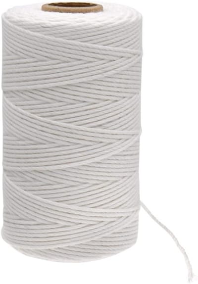 100M Wit Katoenen Touw van 2MM - Duurzaam 3-Ply Katoen Touw voor Bakken, Ambachten en DIY Projecten - Perfect voor Slagers en Creatieve Klussen