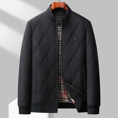 Veste d'automne et de printemps pour homme, légère et décontractée en coton, à col montant court, pour hommes jeunes et d'âge moyen 4XL black