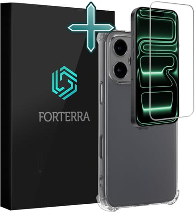 Hoesje Met Screenprotector - Geschikt voor Apple iPhone 17 Pro - Sterk & Shockproof - Back Cover - Siliconen Case - Telefoon Hoes - Shock Proof - Transparant