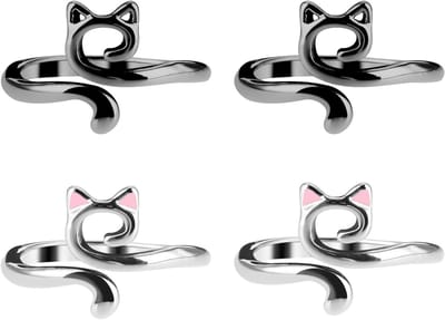 4 Stuks Verstelbare Haaknaalden Ringen voor Vingers - Metalen Garen Gids Ringen voor Breien en Haken, Handige Accessoires voor Creatieve Klussen en DIY Projecten