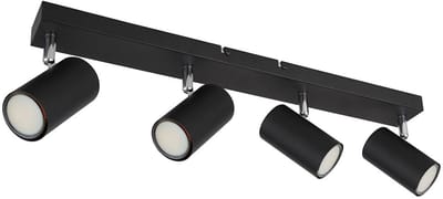 Plafondspot Plafondlamp spot 4 vlammen zwart woonkamer modern, draaibare spot, metaal, 4x GU10, LxBxH 56x6x12
