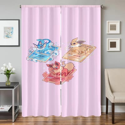 Keukengordijnen voor Woonkamer Gordijnen voor Woonkamer 2 Stuks Verduisterende Gordijnen Deurgordijn P-pokemon-n Slaapkamerdecoratie W50xH70cmx2pcs-CL