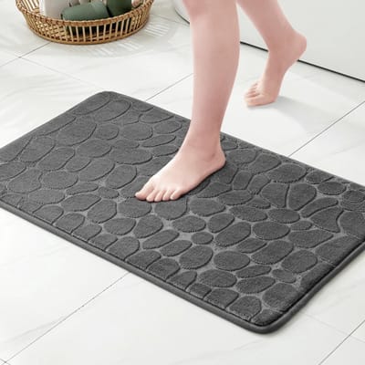 Dailygoods - Droogloopmat - Badmat Traagschuim - Antislip Zacht - Donkergrijs - Microvezel - Geschikt voor Badkamer en Keuken