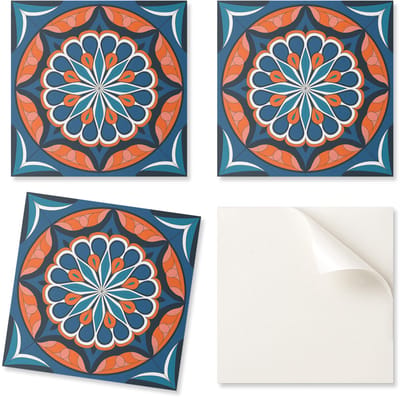 Zelfklevende vinyltegels met print voor de woonkamer: mandala-patroon met bladeren, 9x30x30 cm