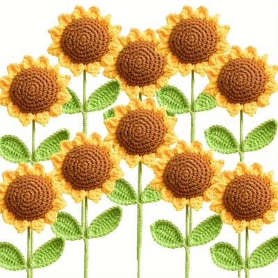 Handgemaakt Gehaakt Zonnebloemboeket Gebreide Kunstbloemen