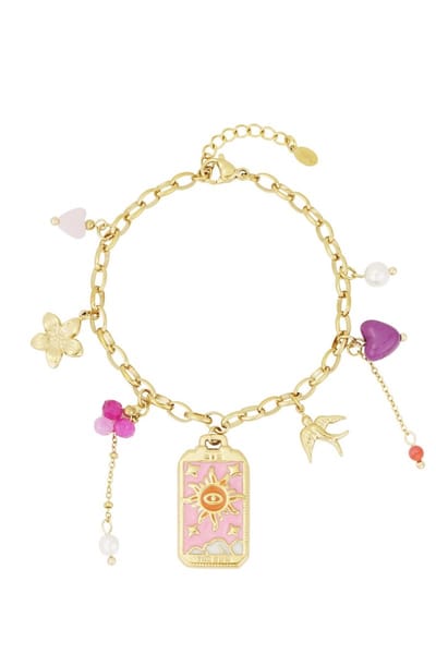 Bijoutheek Armband (Sieraad) Love Pink Zon Goud