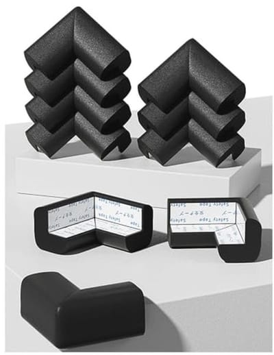 Babyhoekbeschermers voor Meubels - Veiligheidsbescherming voor Tafel en Hoeken - 10 Soft Corner Cushion Kussens (Zwart)