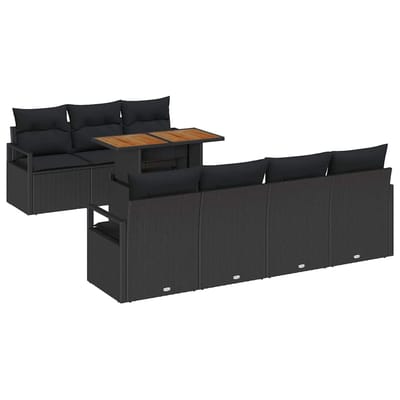 vidaXL - Tuinbank - Set - 8 - st - 7-Aantal - zitplaatsen - Zwart - en - Bruin