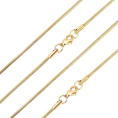 Fako Bijoux® - Ketting - Slang Schakel - Snake Chain - RVS - Stainless Steel - 2mm - 55cm - Goudkleurig