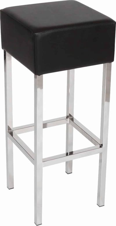Barkruk Design met chrome frame en zitting zwart