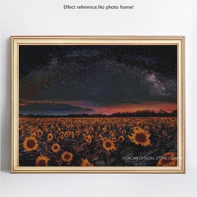 Diamant borduurwerk zonnebloem volledige ronde landschap diamant schilderij 20X30CM