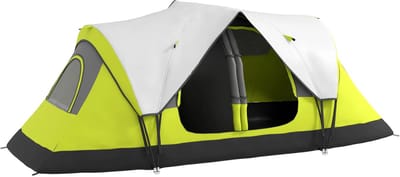 Tunneltent - Kampeertent met regenhoes - Familietent 6-8 persoons - 2 kamers - licht groen