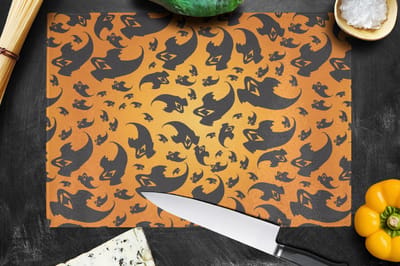 Glazen Snijplank - 39x28 - Halloween - Oranje - Patronen - Snijplanken Glas