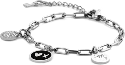 Special Moments 8KM-BL0004 Stalen armband - 16,5 + 3 CM - Happy - Zilverkleurig