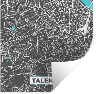 Muurstickers - Sticker Folie - Talence - Stadskaart - Kaart - Frankrijk - Plattegrond - 100x100 cm - Plakfolie - Muurstickers Kinderkamer - Zelfklevend Behang XXL - Zelfklevend behangpapier - Stickerfolie