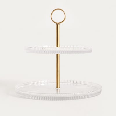 HOMLA - Etagère - LYNN - Twee Laags met Geribbelde Rand - 23x24,5 cm