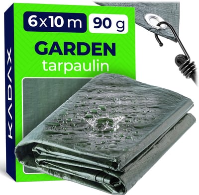 KADAX Waterdicht zeil, geweven, 60 m², versterkt beschermend zeil, 10 verschillende maten, dekzeil voor tuinmeubelen, boot, met oogjes, groen (6 x 10 m)