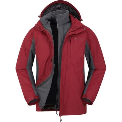 Mountain Warehouse Heren Thunderstorm 3 in 1 Waterdichte Jas (Rood)
