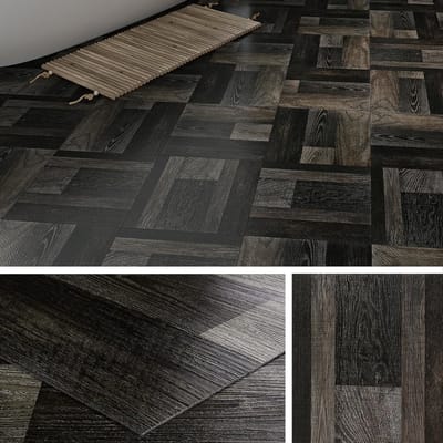 Zelfklevende PVC Vloertegels in Houtlook - Donker Zwart, Waterdicht, Ideaal voor Badkamer en Keuken, 30x30CM - 4 Tegels
