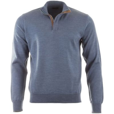 Paul & Shark Trui Alcantara Details Summer Wool Half Zip Infinity Blue / male