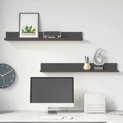 vidaXL - Wandkasten - 2 - st - 80x11x9 - cm - massief - grenenhout - grijs
