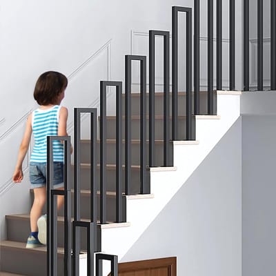 Trapleuning U-vorm - Veiligheidshandgreep Balustrade - Veilig Traplopen - Gepoedercoat Metaal - 110 cm Lengte - Zwart