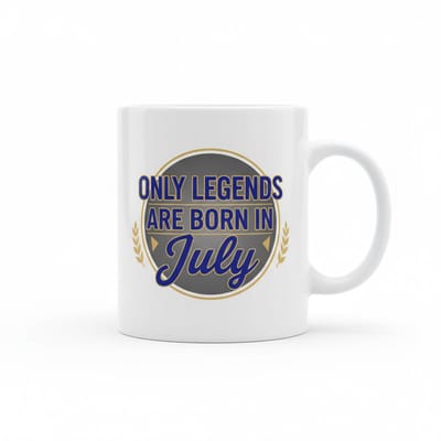Only Legends Are Born in July Mok – Verjaardag Quote met Lauwerkrans Design Koffiemok – 330 ml Keramische Mok