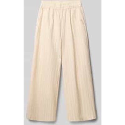 wide fit stoffen broek met gestikt logo