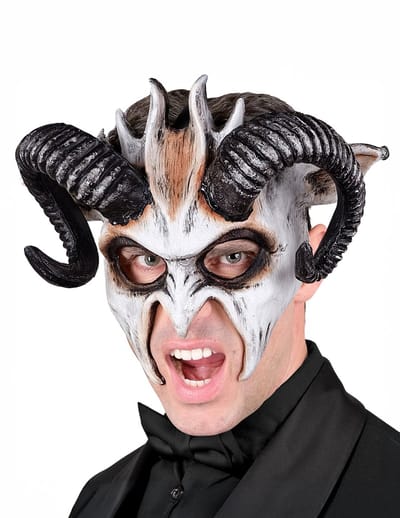 WIDMANN - Gehoornde demonenmasker wit voor volwassenen