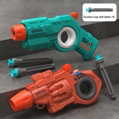 EDC Fidget Launcher Mini Blaster 2-Pack met Spinner Ring Bevat 6 Zuigdarts Stressverlichtend Speelgoed Cadeau voor Jongens Tieners