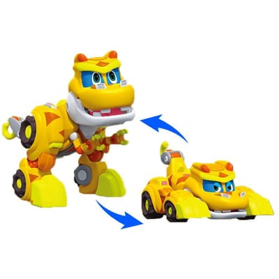 2018 Nieuwste ABS Min Vervorming Gogo Dino Actiefiguren REX Transformatie Auto Vliegtuig Motorboot Kraan Dinosaurus speelgoed voor Kinderen yellow