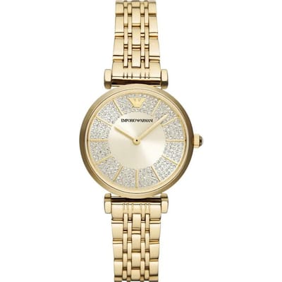 Emporio Armani Gianni T-Bar Zilver Goud Metaal Dames Quartz AR11608 Horloge zilver