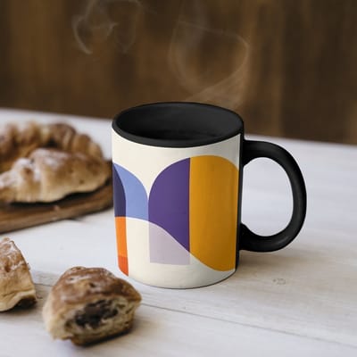 Magische Mok - Foto op Warmte Mokken - Koffiemok - Vormen - Abstract - Grafisch - Oranje - Magic Mok - Beker - 350 ML - Theemok