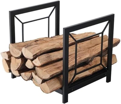 Houtopslag Rek - Brandhouthouder Stapelaar - Haardhout Opslag - Robuust Stalen Frame - 40 x 35 x 38 cm - Zwart