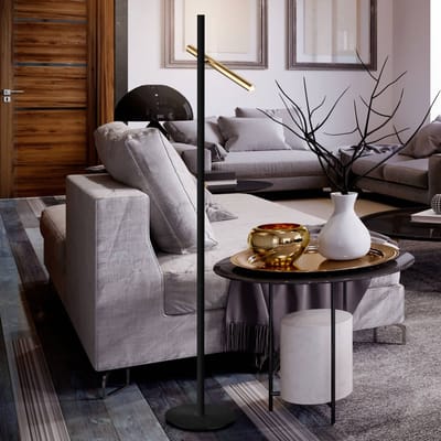 Schuller Valencia Varas LED vloerlamp, zwart/goud, 2-lamps versie
