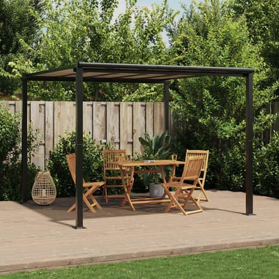 vidaXL - Tuinpaviljoen - 3x3 - m - aluminium - antracietkleurig