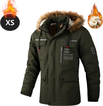 Livano Winterjas - Parka - Heren - Winter - Jas - Volwassen - Stijlvol - Met Capuchon - Gewatteerde Jas - Legergroen - XS