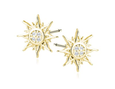 Vergulde Zon Oorbellen - Oorbellen Dames goudkleurig - Oorbellen Zon Echte Zilver - Amona Jewelry