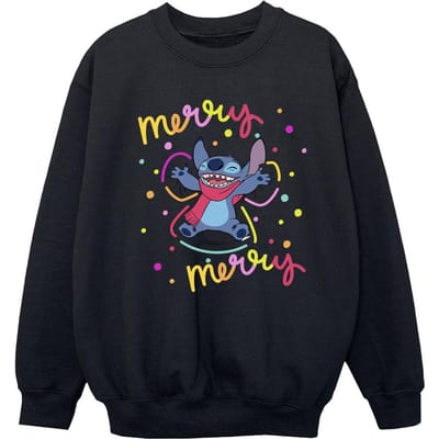 Disney Meisjes Lilo & Stitch Vrolijk Regenboog Sweatshirt (Zwart)