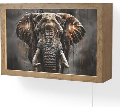 Wandlamp 30x20 cm - Oplaadbaar - Olifant - Watercolor - Wilde dieren - Luxe - Wandlampen binnen woonkamer - Slaapkamer lamp met kabel - Decoratieve nachtlamp - Vloerlamp snoer