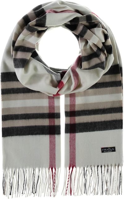 FRAAS Sjaal Cashmink® Scarf with FRAAS Plaid Cream-White Wit Veelkleurig