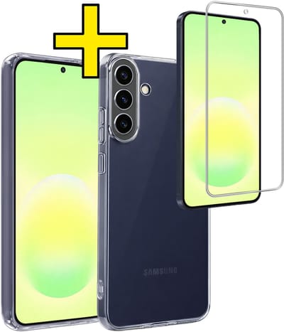 Hoesje - Met Screenprotector - Geschikt voor Samsung Galaxy A57 - Sterk & Shockproof - Back Cover - Siliconen Case - Telefoon Hoes - Telefoonhoesjes - Transparant