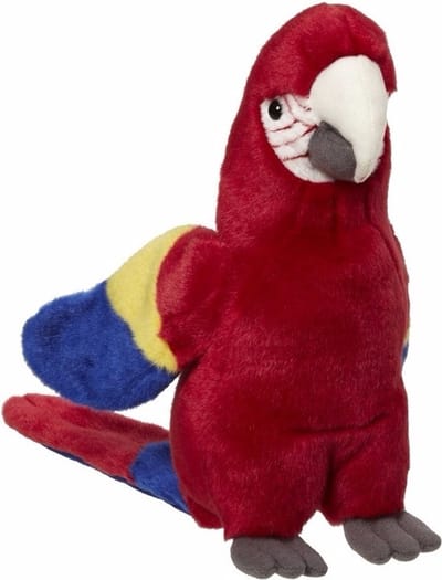 Nature Planet pluche papegaai knuffel - rood - 21 cm - vogels - dieren knuffels - Cadeau