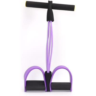 Pedaal Weerstandsbanden met Handvatten 4 Buis Voet Stretcher Multifunctionele Fitnessapparatuur voor Taille Been Roze Set Purple Set