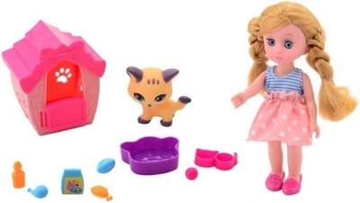 Johntoy Tienerpop Blond Haar + Huisdier 9-delig