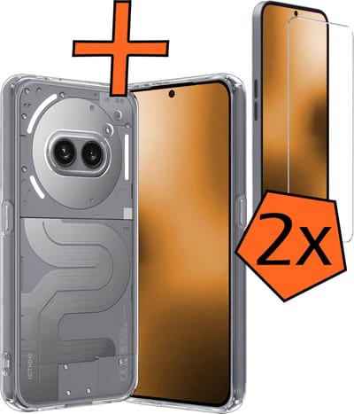 Hoes - Met 2x Screenprotector - Geschikt voor Nothing Phone (2a) - Sterk & Shockproof - Back Cover - Siliconen Case - Telefoon Hoes - Transparant